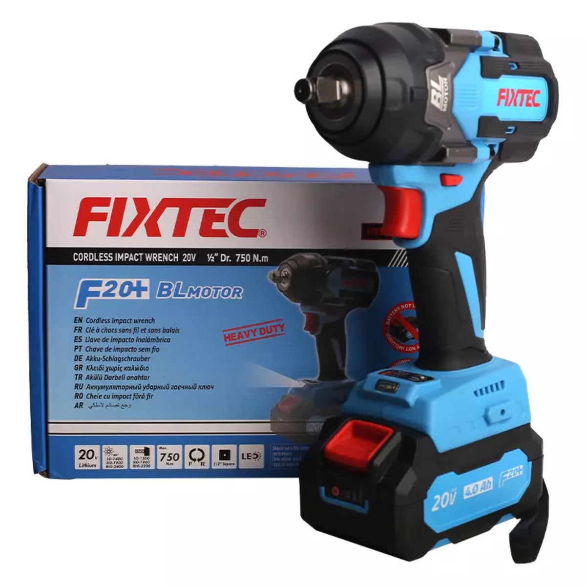 Llave De Impacto Fixtec Fciw750lx-4 F20+ 750nm 2x4.0a Litio