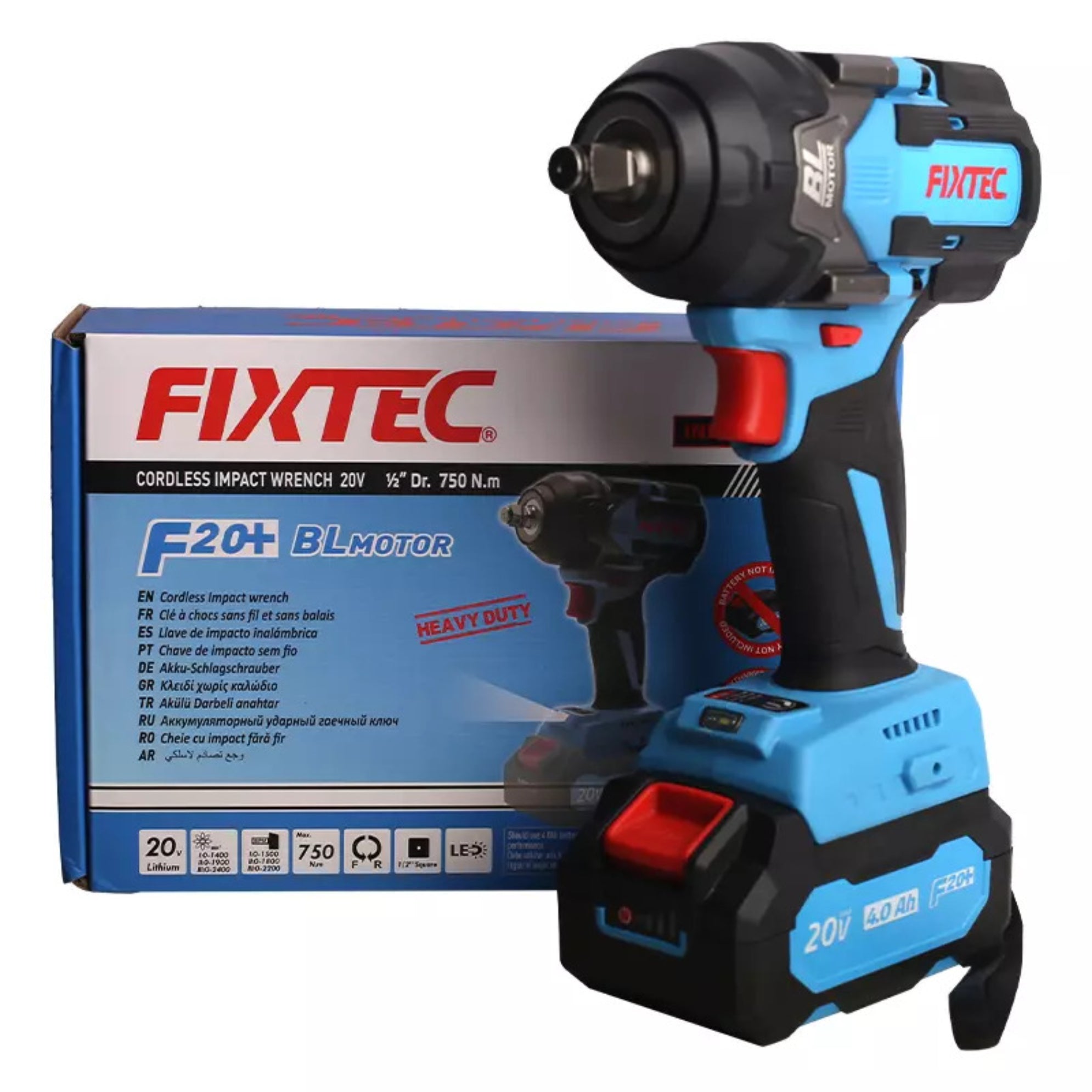 Llave De Impacto Fixtec Fciw750lx-4 F20+ 750nm 2x4.0a Litio