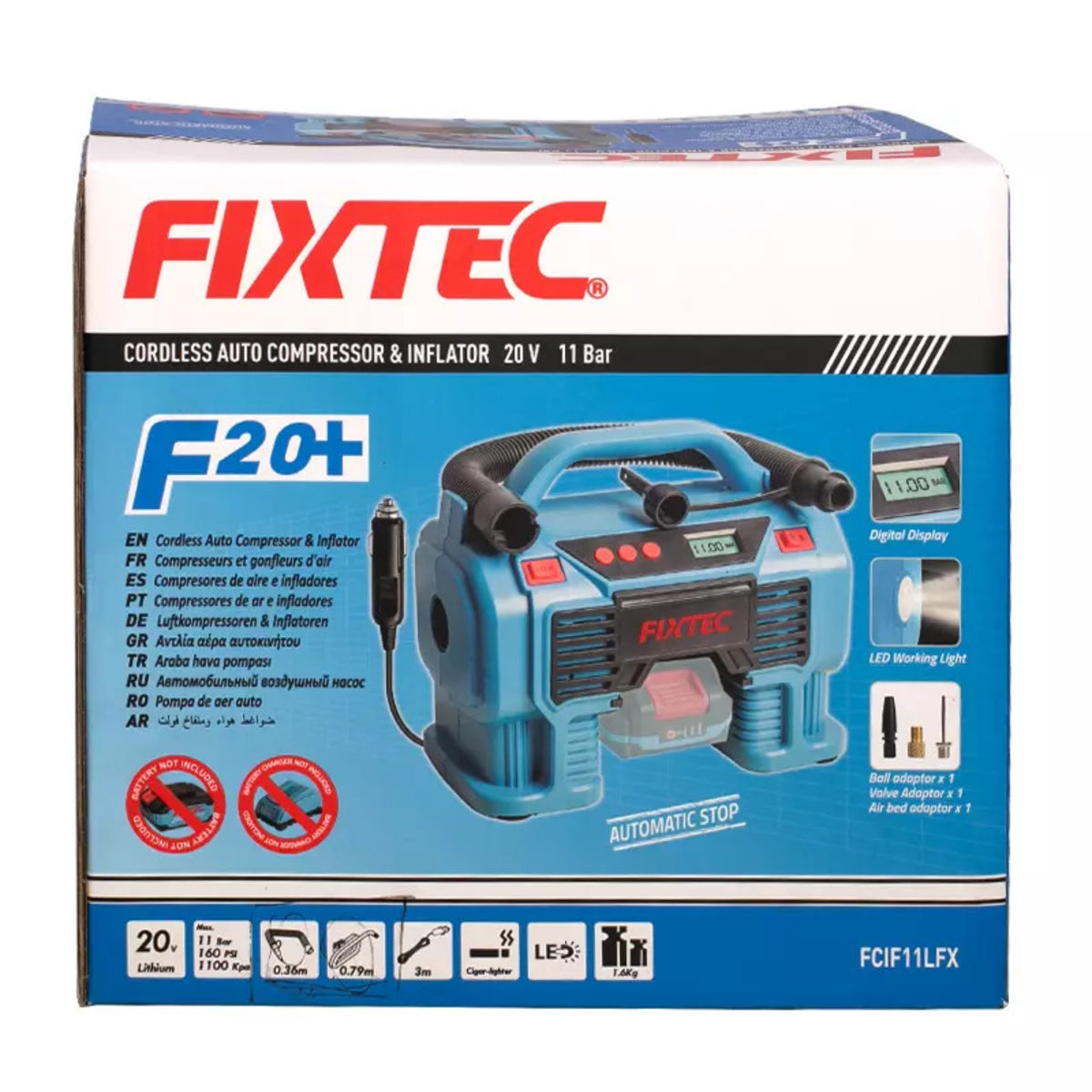 Compresor Con Linterna Fixtec Fcif11lfx-12 F20+ 2.0a Litio