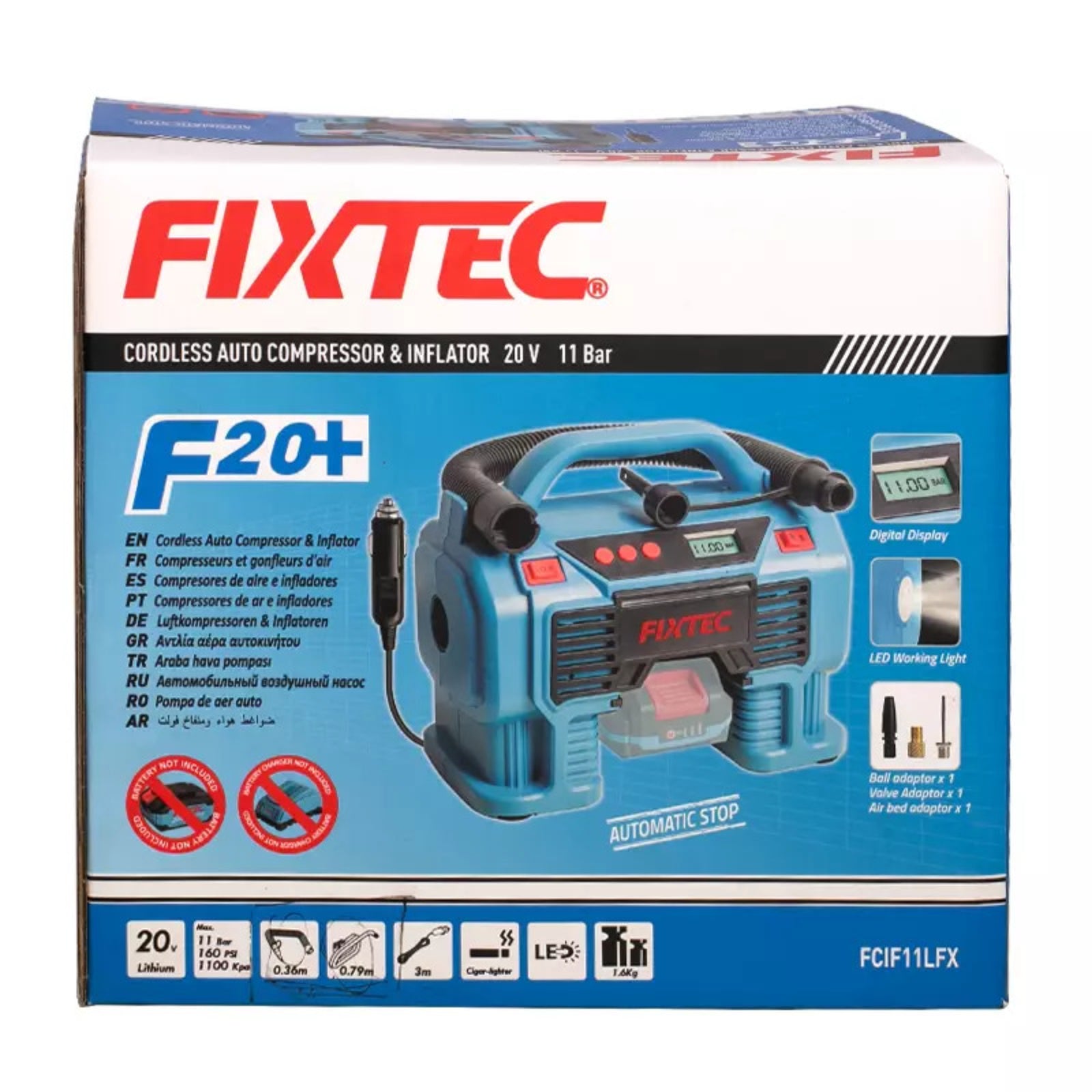 Compresor Con Linterna Fixtec Fcif11lfx-12 F20+ 2.0a Litio