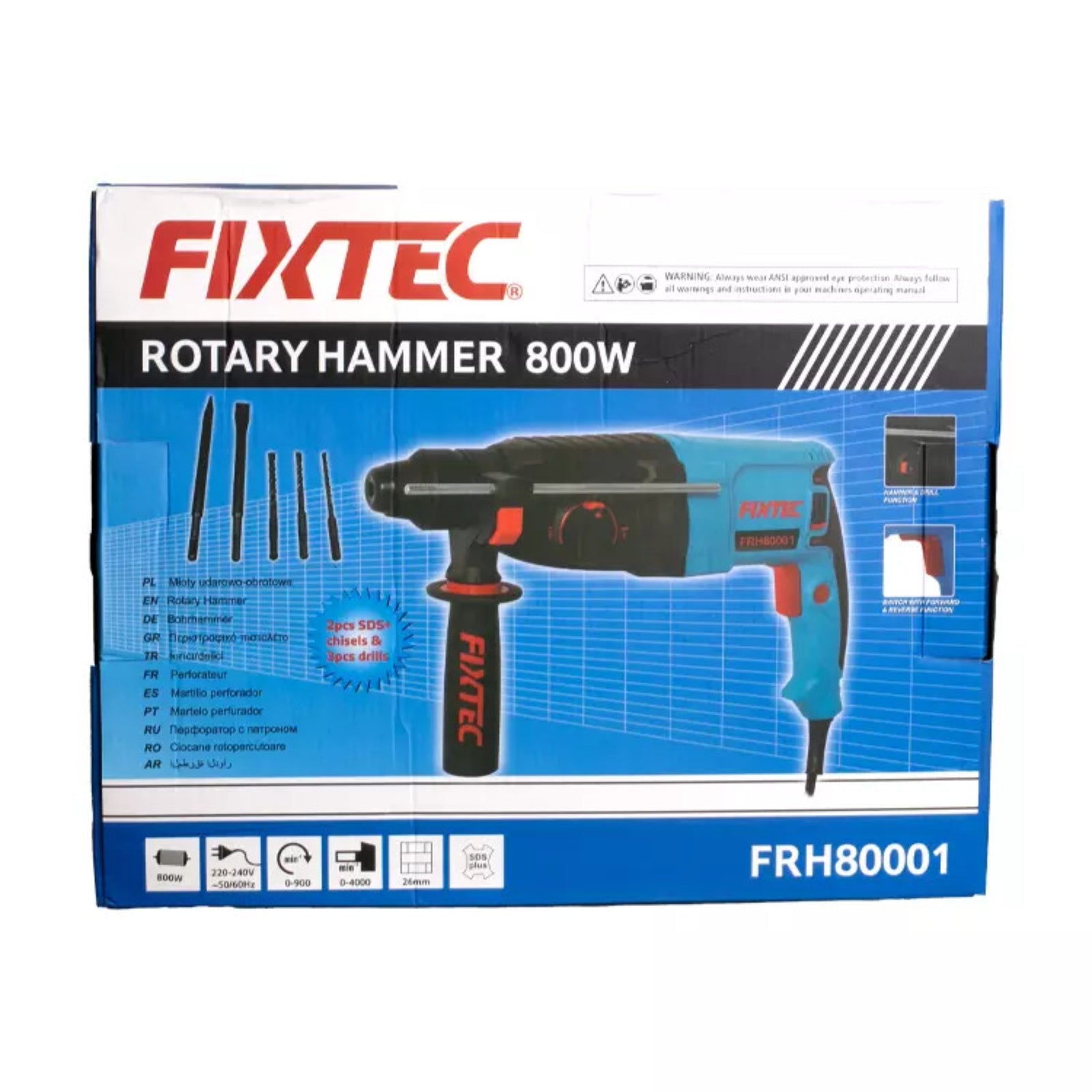 Rotomartillo Sds Plus Fixtec Frh80001 - 800w + 6 Accesorios