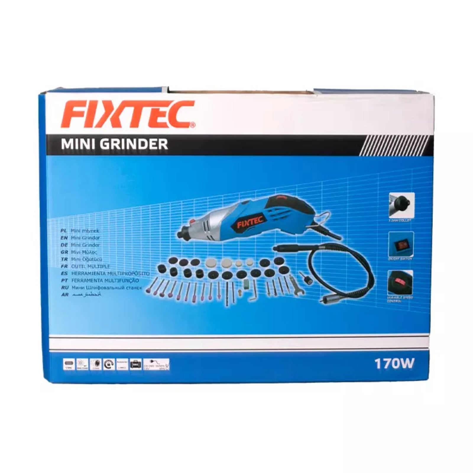 Kit Mini Esmeril Fixtec Fmg1700 - 170w + 40 Accesorios