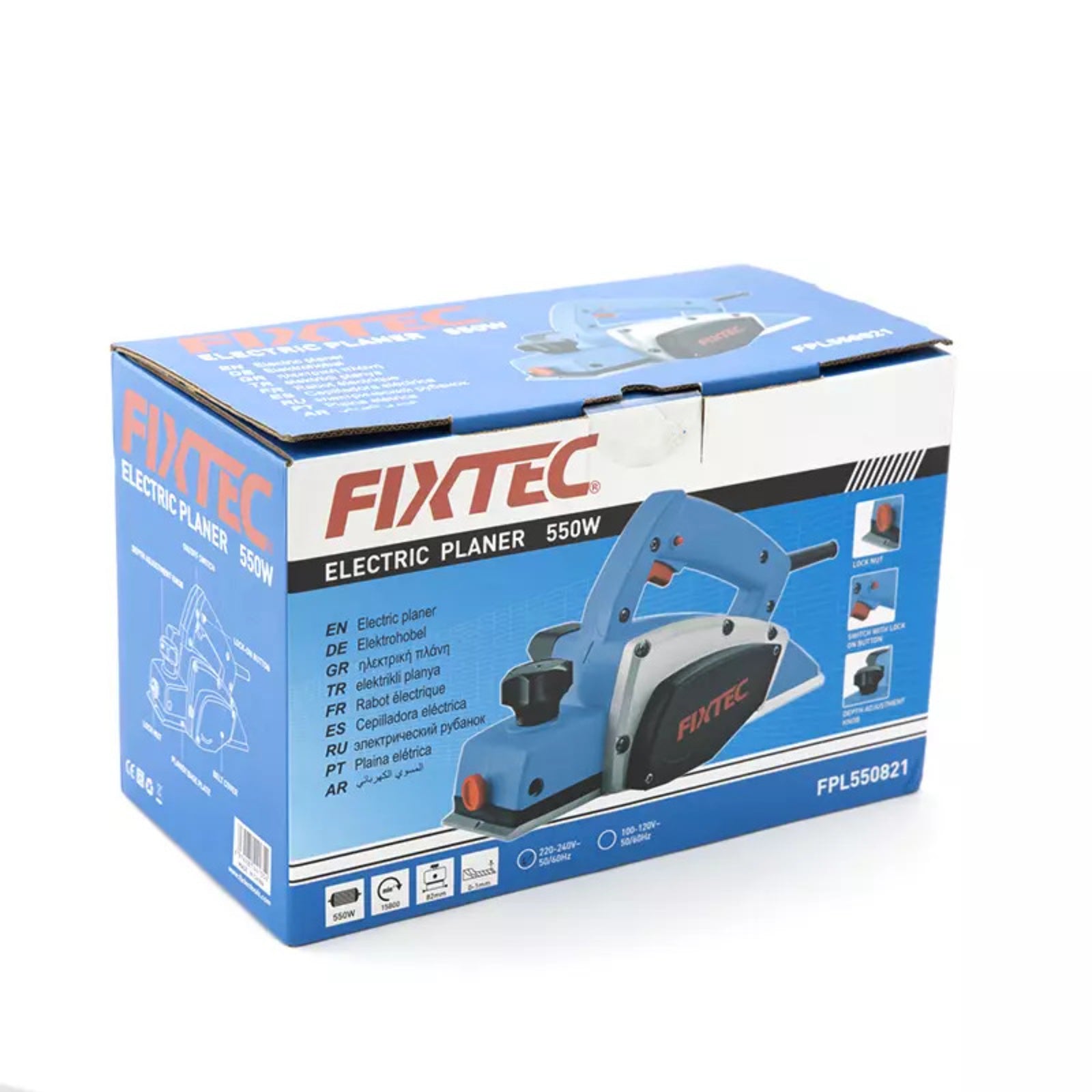 Cepillo Electrico Fixtec Fpl550821- 550w + 5 Accesorios