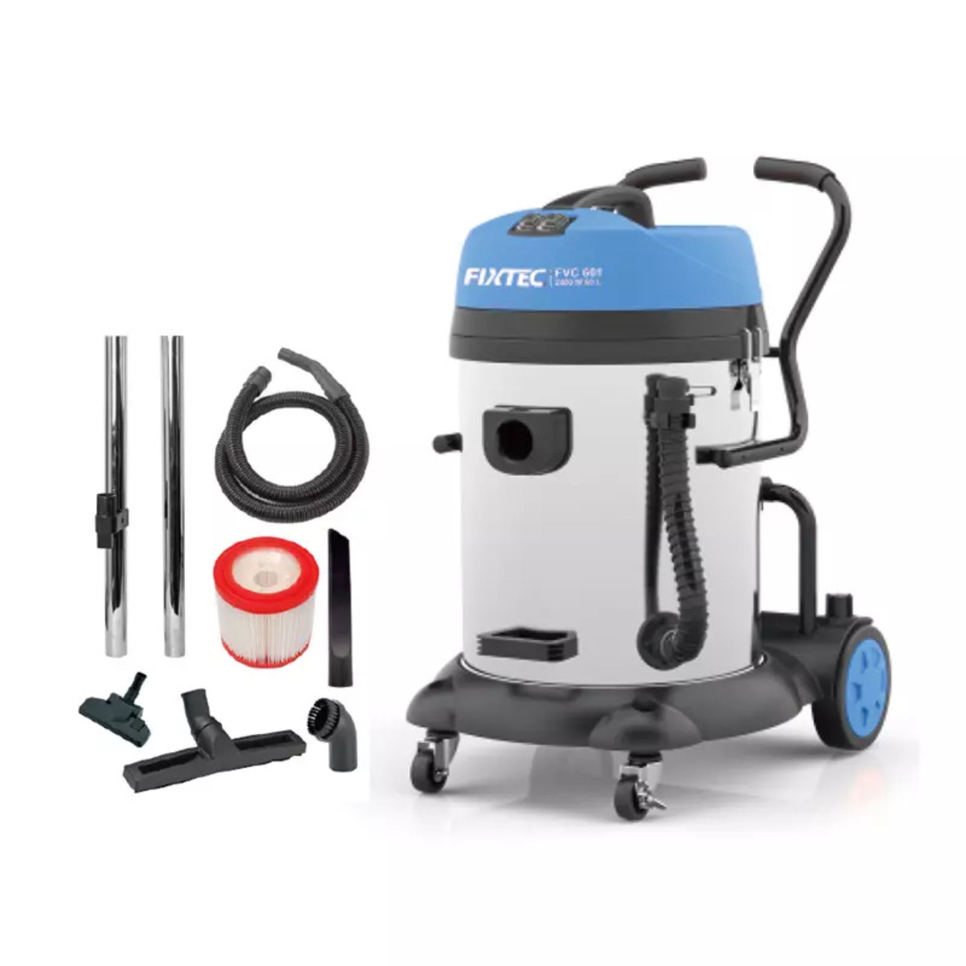 Aspiradora Industrial Polvo Agua 60L Fixtec + 5 Accesorios