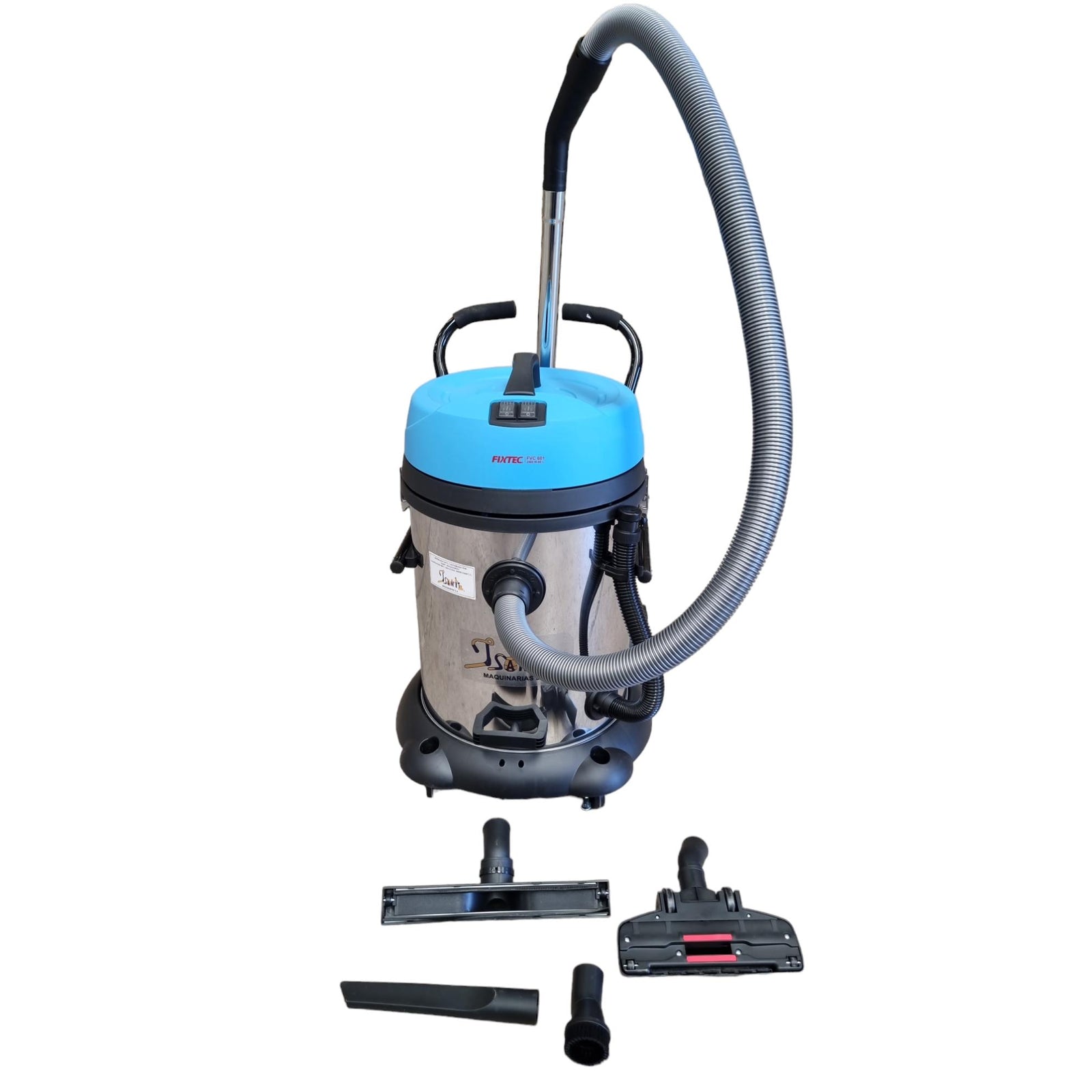 Aspiradora Industrial Polvo Agua 60L Fixtec + 5 Accesorios