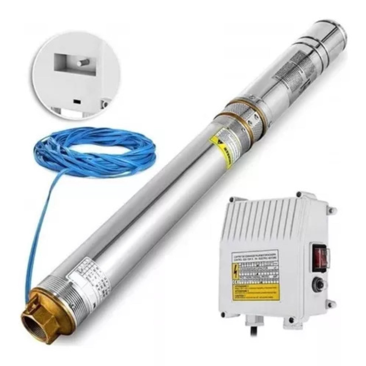 Bomba Pozo Profundo 3 Fixtec 1hp 750w + Caja + 30m Cable